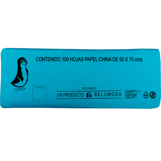 Papel China Pingüino Belumosa Bolsa C/100 Pliegos Jade 75*50cm