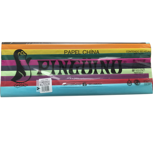 Papel China Belumosa 50x70cm Liso 100 Hojas Multicolor Pack4