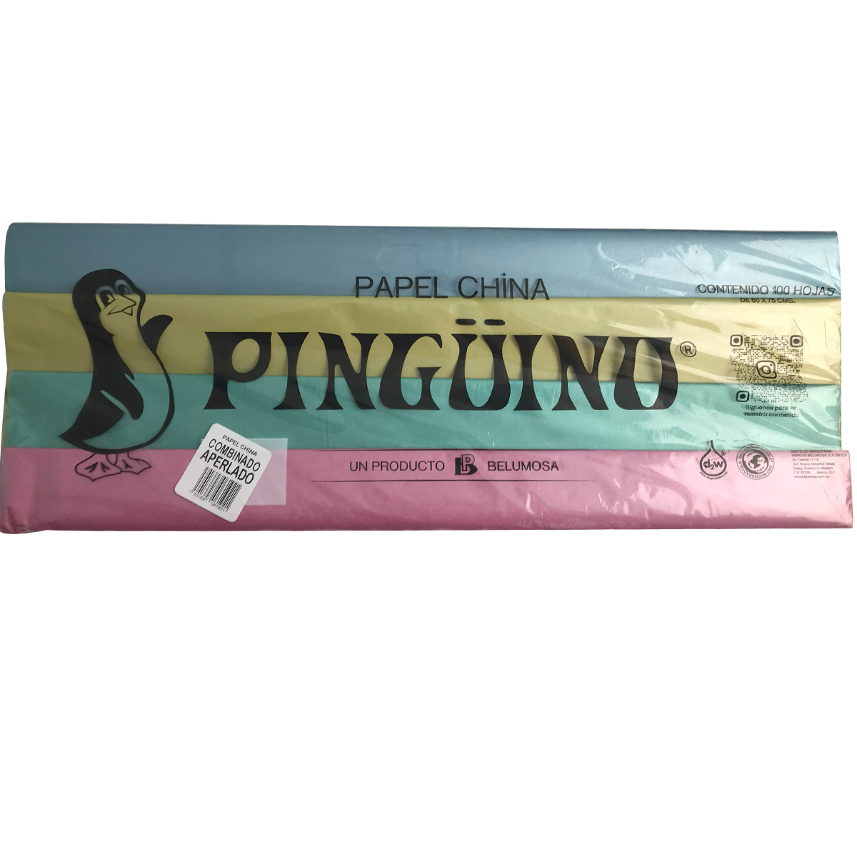 Papel China Pingüino Bolsa C/100 Pliegos Combinado Aperlados