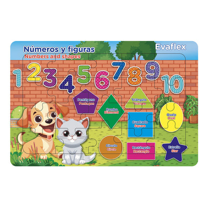 Rompecabezas Madera Evaflex Numeros Figuras 20 Piezas 20x30cm