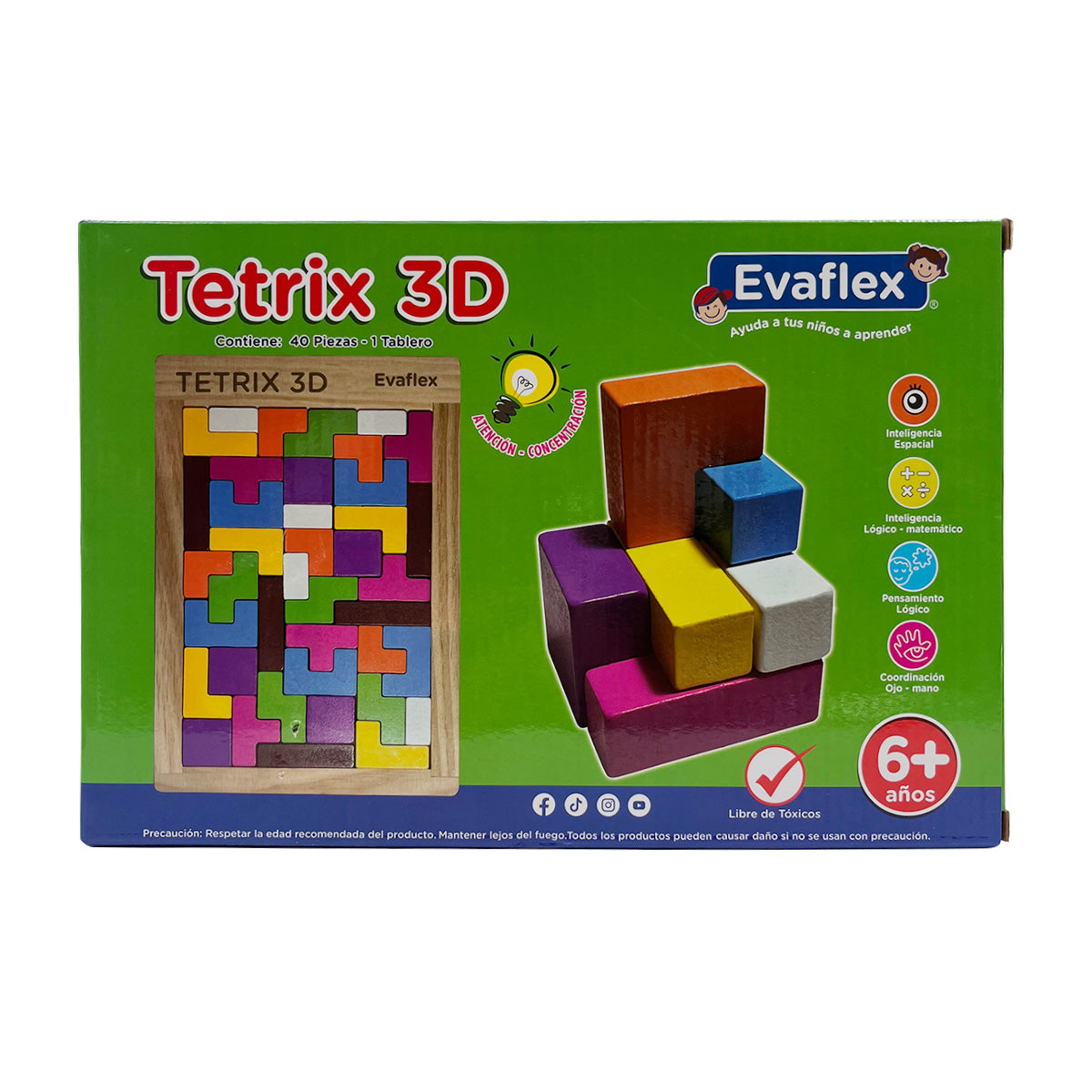 Tetrix 3D Evaflex Rompecabezas Madera Coordinacion Motriz
