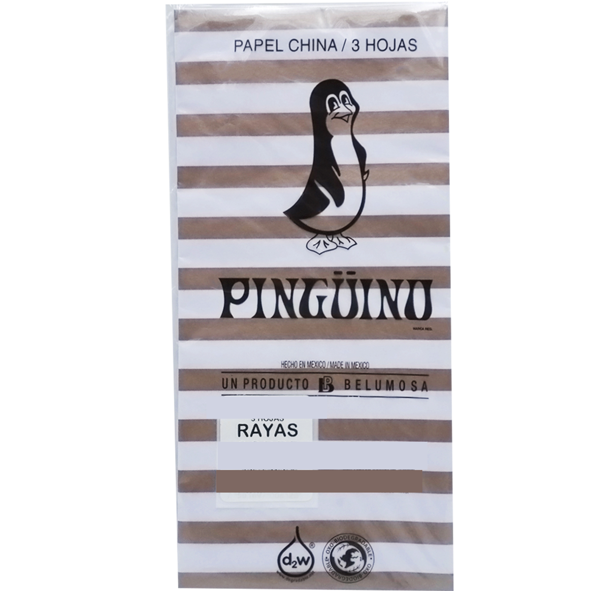 Papel China Pingüino Belumosa Bolsa C/100 Pliegos Raya Cobre 50*75cm