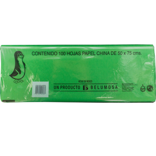 Papel China Pingüino Belumosa Bolsa C/100 Carpeta Verde Bandera 75*50cm