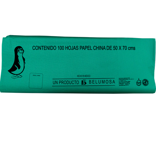 Papel China Pingüino Belumosa Bolsa C/100 Pliegos Verde Navidad 75*50cm