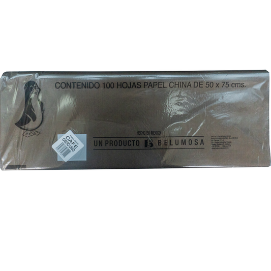 Papel China Pingüino Belumosa Bolsa C/100 Pliegos Cafe Obscuro 75*50cm