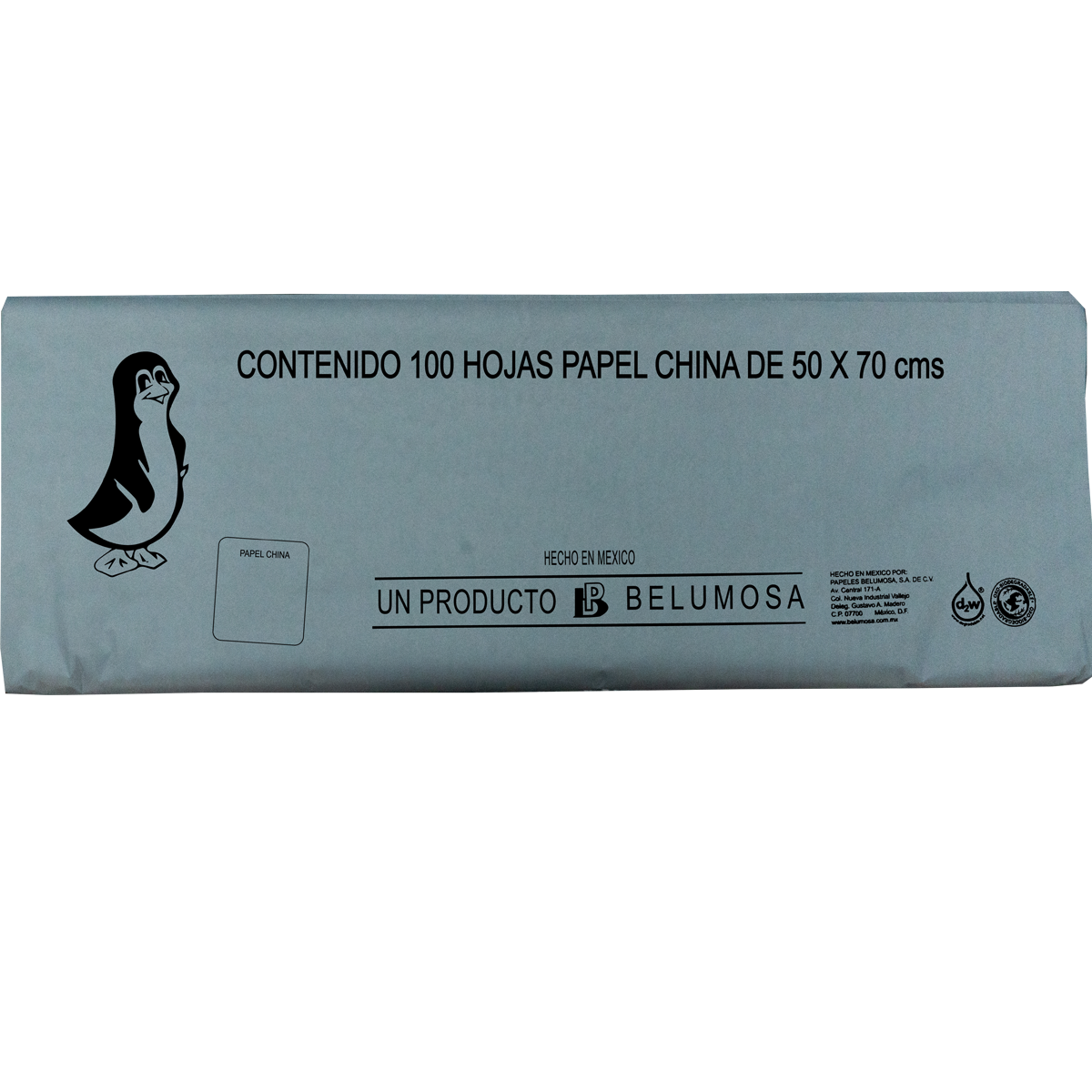 Papel China Pingüino Belumosa Bolsa C/100 Pliegos Gris 75*50cm