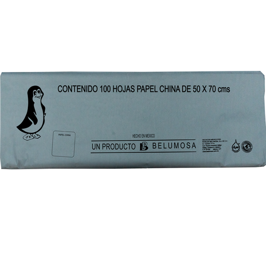 Papel China Pingüino Belumosa Bolsa C/100 Pliegos Gris 75*50cm