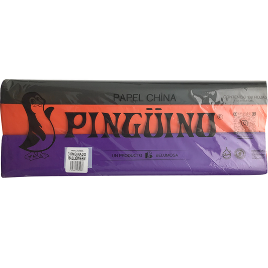 Papel China Pingüino Bolsa C/100 Pliegos Combinado Hallowen