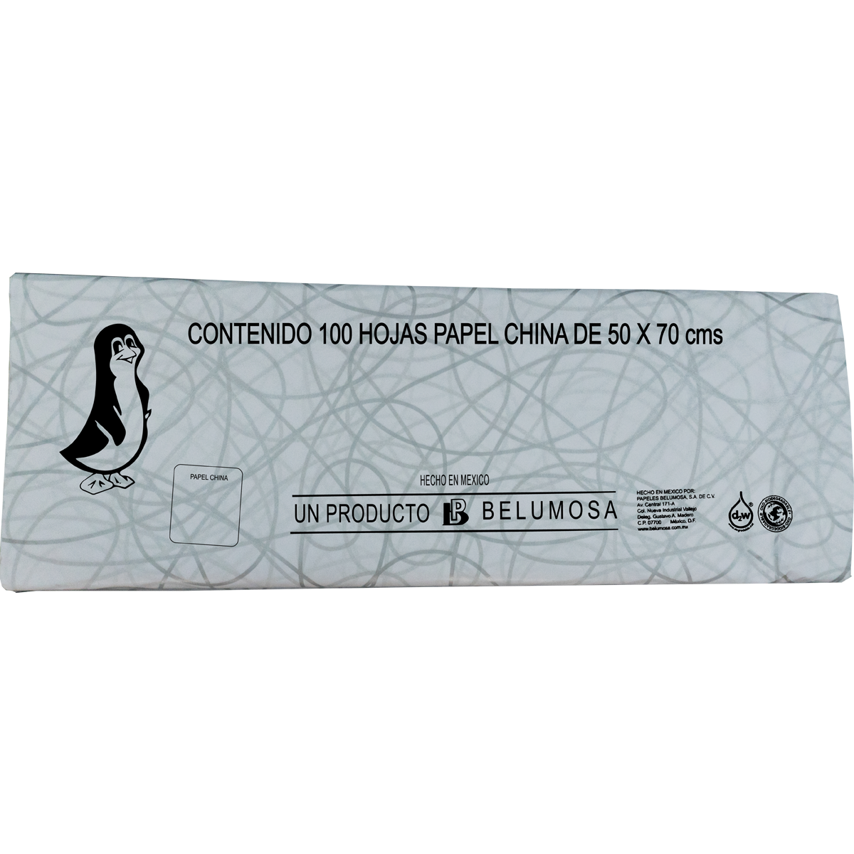 Papel China Pingüino Belumosa Bolsa C/100 Pliegos Filigrana Plata 50*75cm
