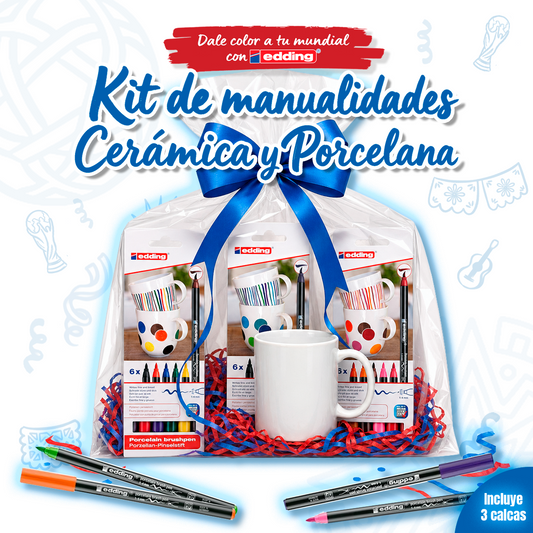 Kit manualidades Cerámica y Porcelana Dale color a tu mundial con edding