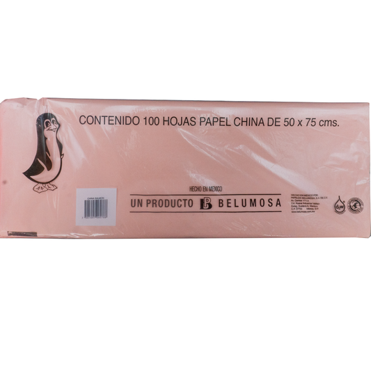 Papel China Pingüino Belumosa Bolsa C/100 Carpetas Salmon 75*50cm