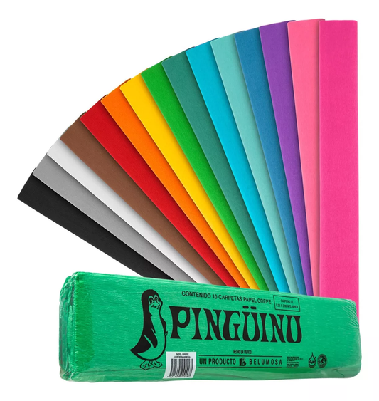 Papel Crepe Pingüino Belumosa 1 Bolsa Combinado Multicolor C/10 Pliegos
