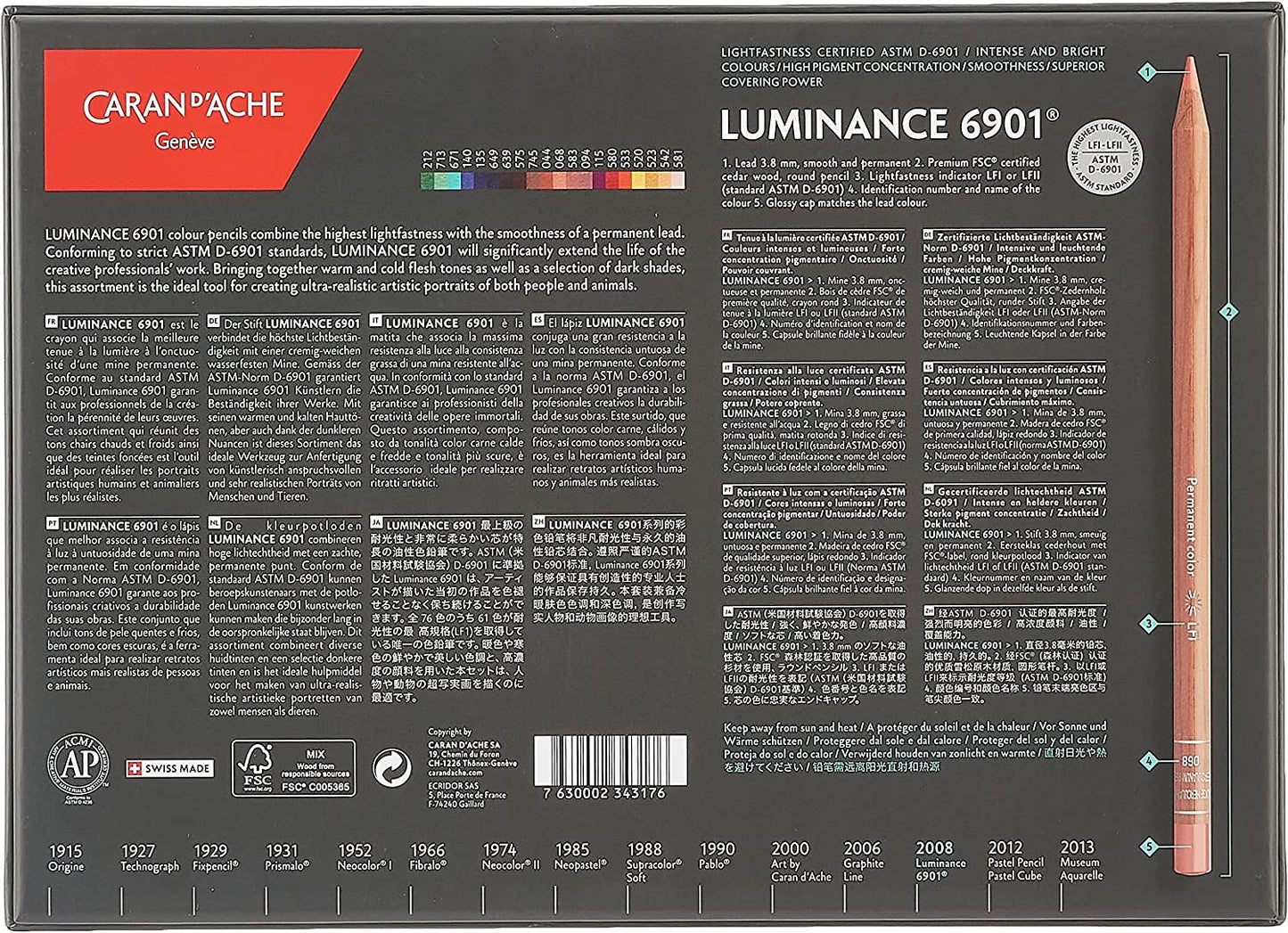 Caran D'ache Luminance Portrait Colored Pencils Case C/20