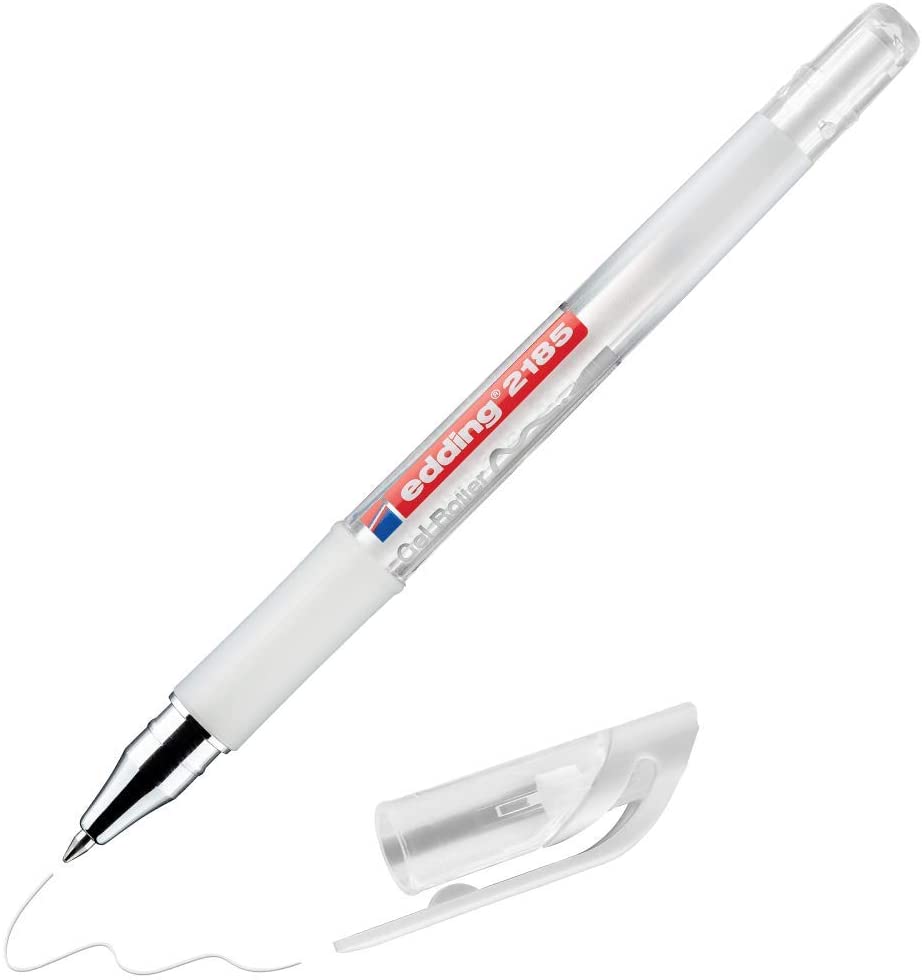 Boligrafo Gel Metalico Edding 2185 Roller Punta 0.7mm Blanco Caja C/10